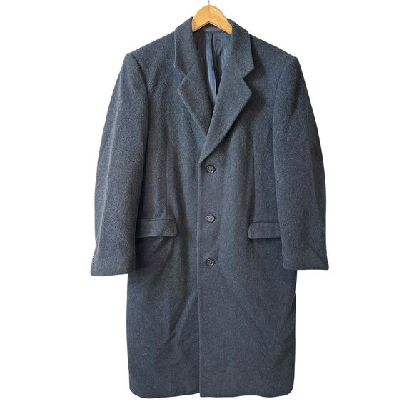Vintage Nino Cerruti Men’s Wool Cashmere Blend Suit Overcoat Peacoat Black 38R - Picture 1 of 12